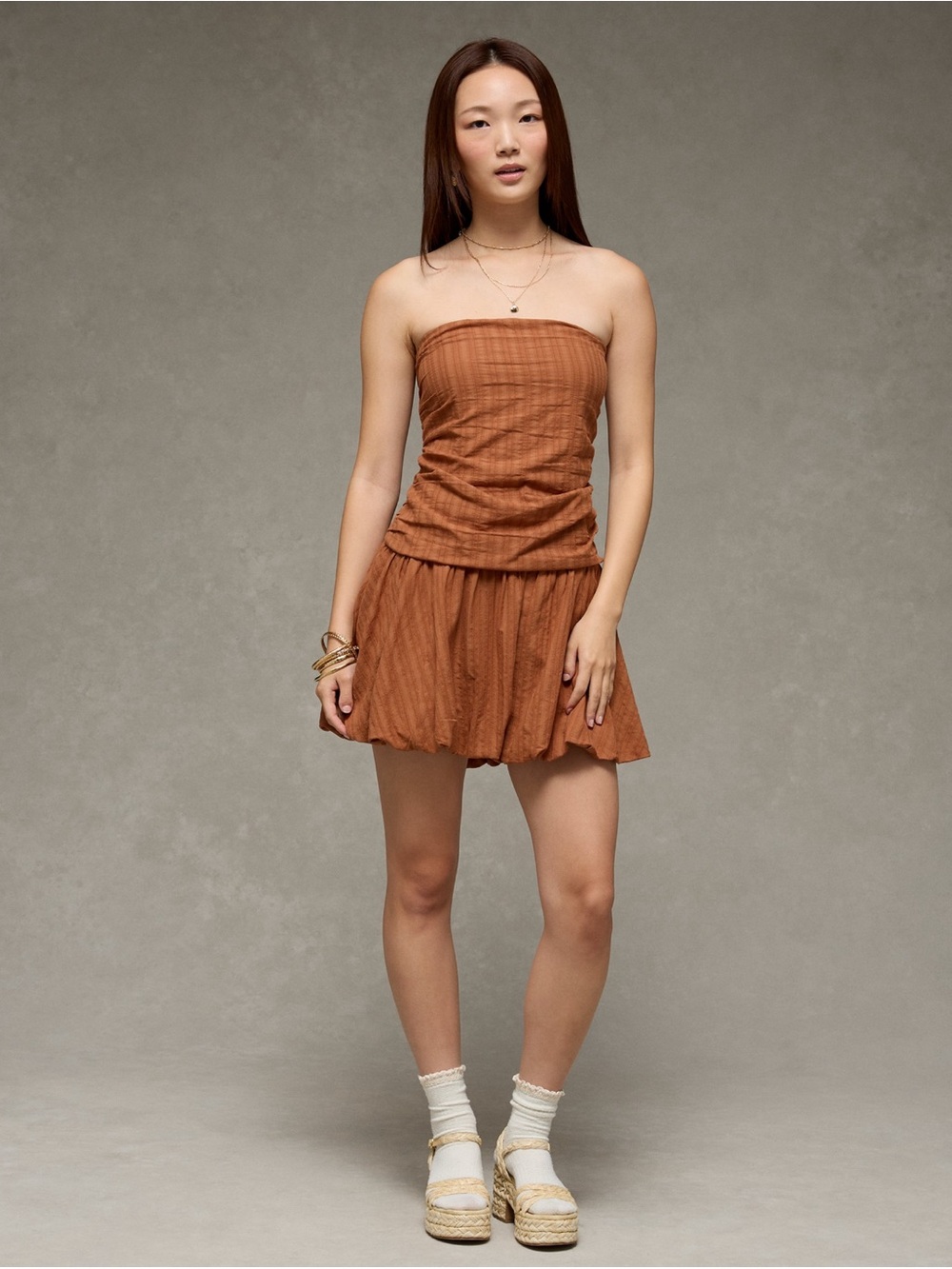 American Eagle Strapless Bubble Mini Dress